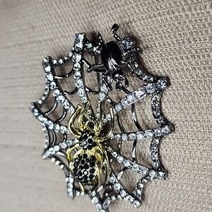 Spider Brooch with Rhinestones